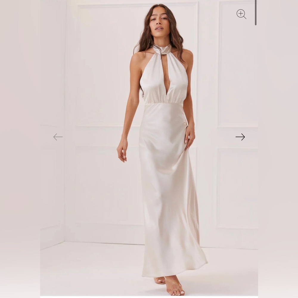Something Navy Silky Hater Cutout Gown